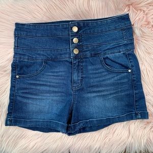 High Waist Buttons Jeans Shorts